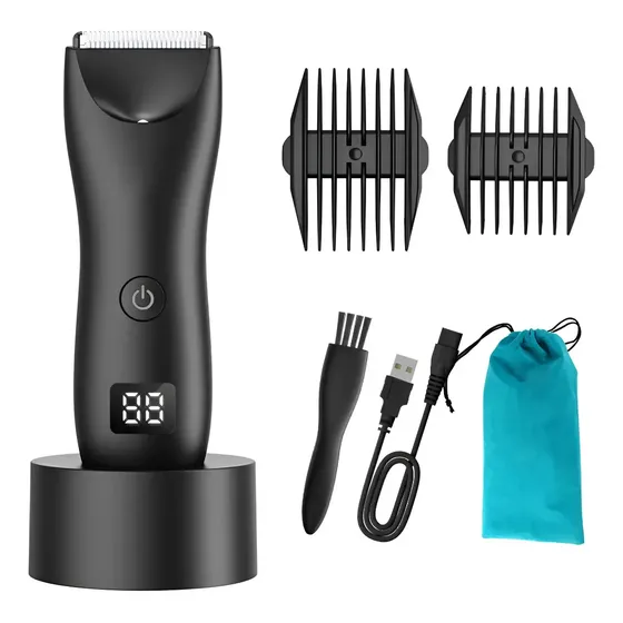 Removedor Elétrico Masculino Para Pelos Íntimos Impermeável Cor Preto