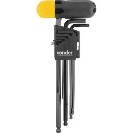 Jogo Chave Allen Longa Abaulada 1,5 A 10mm 10 Peças Vonder
