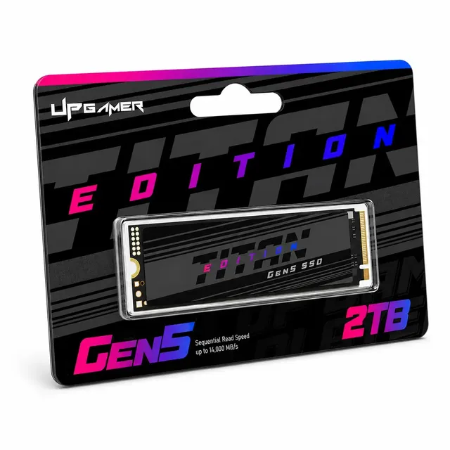 Ssd Nvme M.2 2280 Pcie Gen5 2tb Leitura Até 14.000mb/s Gravação Até 13.000mb/s Compatível Com Ps5 Computador Pc Notebook - Up Gamer Titan Edition Preto