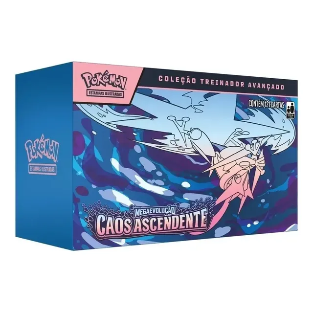 Box Estampas Ilustradas Pokémon Copag Coleção Treinador Avançado Caos Ascendente Português Com 20 Mazos Pokémon Estampas Ilustradas