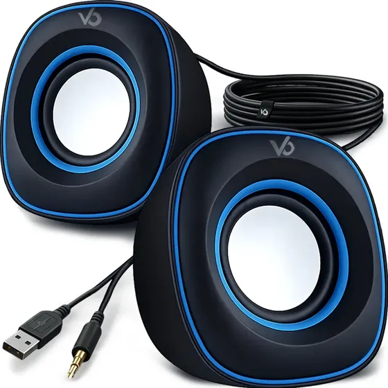 Caixa Caixinha De Som Computador Pc Notebook Subwoofer Amplificada 6w Usb P2 Azul Voxo