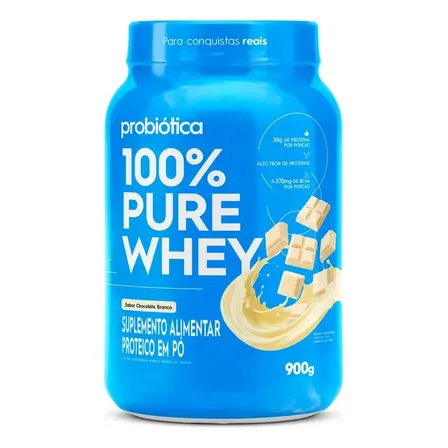 100% Pure Whey 900g Pote Sabores Novos - Probiótica Chocolate Branco