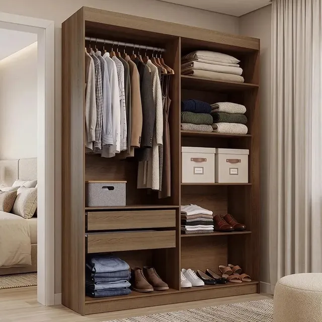 Guarda-roupa Closet 2 Gavetas 121 Cm Rustic Venus Madesa Rustic