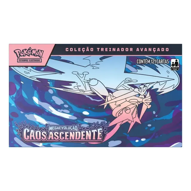 Cartas Pokémon Box Colecionável Tcg Coleção Mega Caos Ascendentes Com 121 Cards Copag Booster Box Treinador Avançado Português
