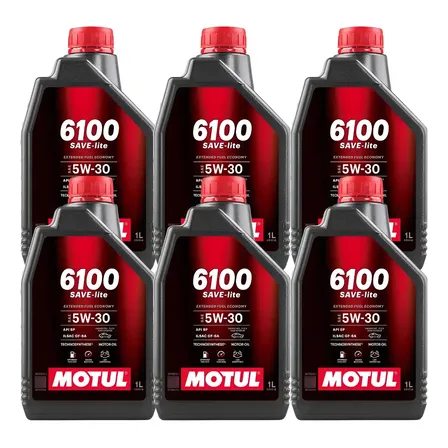 Kit 6 Litros Óleo Motor Carro Motul 6100 Save-lite 5w-30