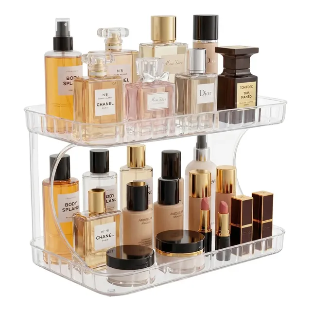 Organizador Porta Maquiagem 2 Andares Cosméticos Kaziva Transparente