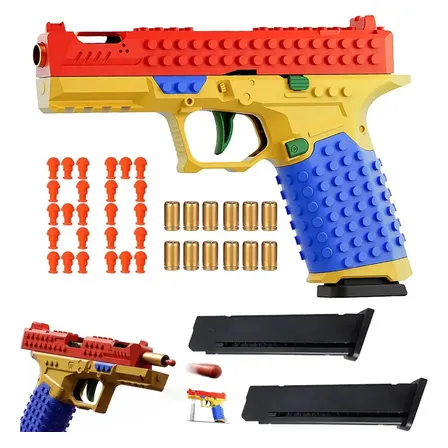 Arma De Brinquedo, Blocos De Construção, Estilo Lego, Pistola De Brinquedo Realista, Tiro Automático, Ejeção, Buchas,... Vermelho/amarelo/azul