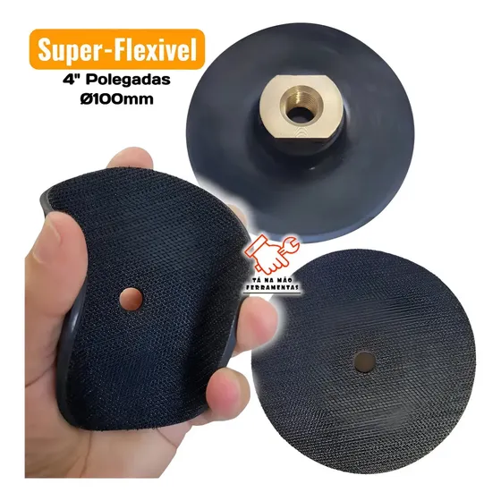 Prato Suporte Lixa Velcro 100mm Emborrachado Ultra Flexível