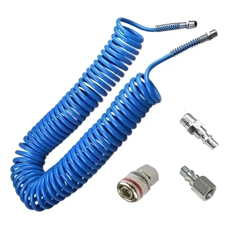 Mangueira Espiral Compressor 10 Metros 1/4 C/ Conexões Azul