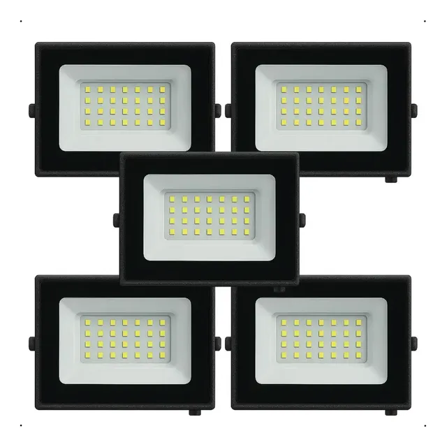 Kit 5 Holofote Refletor Led Eco Pro 100w Luz Branco Frio