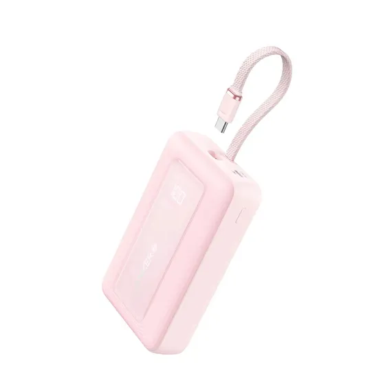 Carregador Portátil Power Bank Anker 10.000mah 30w Carga Turbo Rápida Display Digital Cor Rosa, Com 1 Cabos Usb-c Integrados, 1 Usb-c E 1 Usb-a Porta Para iPhone, Samsung, Motorola, AirPods, E Mais