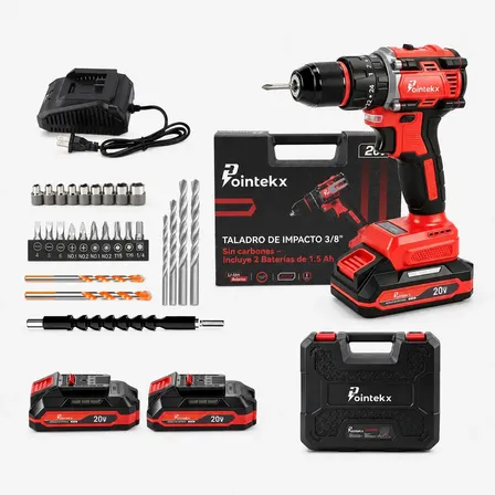 Parafusadeira Furadeira De Impacto Pointekx Dn551b Brushless 20v 55nm Com 2 Baterias E Maleta Vermelho/preto 127/220v 60 Hz