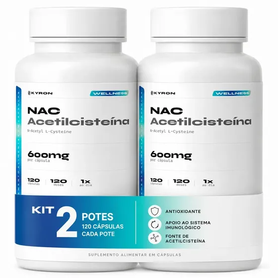 Kit 2 N-acetil L-cisteína Nac 600mg 120 cápsulas - Kyron