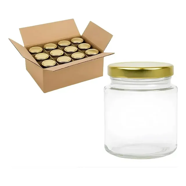 Kit 24 Potes De Vidro Belém 240ml Com Tampa Dourada + Lacre Dourado