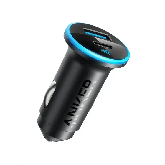 Carregador Veicular Turbo Anker 52.5W USB-C 30W + USB-A 22.5W Carga Rápida PowerIQ 3.0, 2 Portas, Compacto, Bivolt 12/24V, iPhone 17/16/15, Samsung Galaxy, Motorola, Xiaomi, Android, Cor Preto