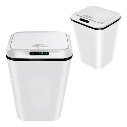 Lixeira Inteligente 16l Sensor Automático Recarregável Usb-c 3 Modos Banheiro Cozinha Quarto Branco
