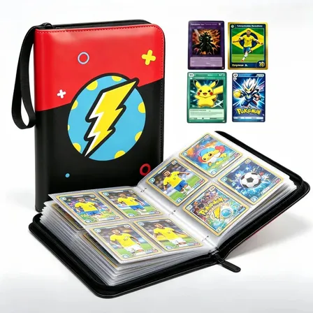 Álbum Pasta Fichário Oficial 400 Cartas Craques Pokémon Com Zíper Porta Cartas Proteção Coleção Bordô