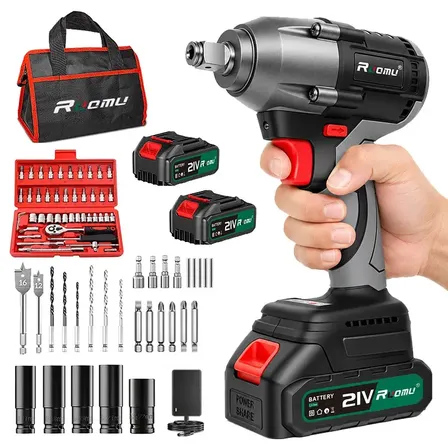 Chave De Impacto Profissional 520n.m Brushless 21v 2 Bateria 2.0ah Cinza 127/220v 50hz/60hz