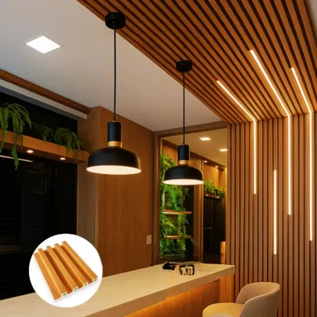 Painel Ripado Pvc 3d Marrom De Madeira Realista Para Revestimento De Parede Listras Marrom-escuro