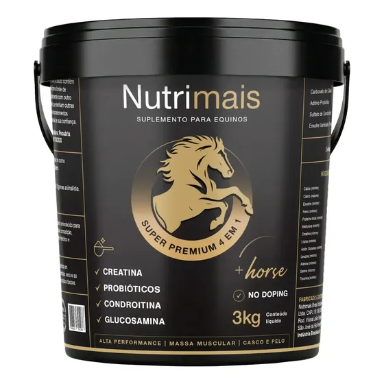 Suplemento Cavalos Crescimento Massa Corporal Casco E Pelo Nutrimais 3kg