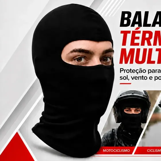 Touca Balaclava Ninja Uv50+ Térmica Respirável Moto Bike Corrida Ciclismo Motoboy Academia Proteção Solar Frio Vento Secagem Rápida Unissex Preto Capa Rosto Facial - Honey Play Box