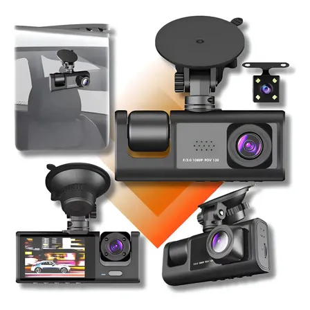 Câmera Para Veículo Duoseg 3 Lentes Dvr 3 Canais 1080p Para Carro/caminhonete