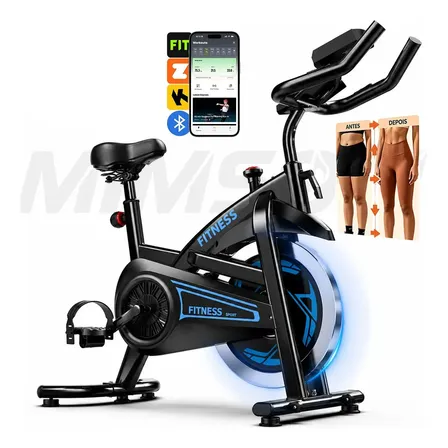 Bicicleta Ergométrica Spinning Mimsom DNP6S, Volante de 15 Kg e Bluetooth para Até 150 Kg