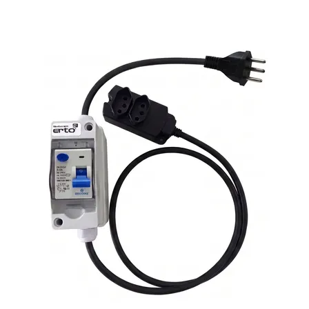 Extensão Elétrica Com Disjuntor Dr Anti Choque 2m 0,03s Erto Preto/branco 127/220v