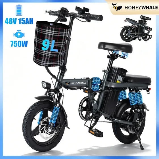 Bicicleta Elétrica HONEYWHALE S6 Pro-S Dobrável de 750W e Bateria de 15Ah