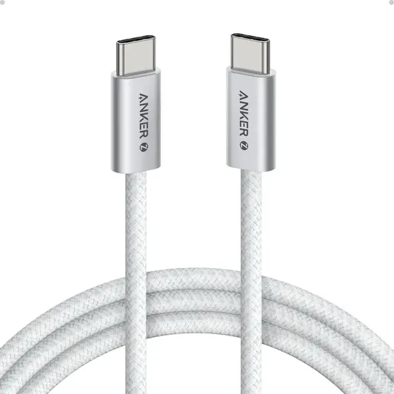Cabo Usb-c Carregador Para Tipo C Anker 1,8m 240W Turbo Cor Branco, PD 3.1 Nylon Trançado Reforçado, Dados 480Mbps, Carplay Android Auto, Para Samsung, Motorola, Xiaomi, Poco, iPhone 17/16/15 e Mais