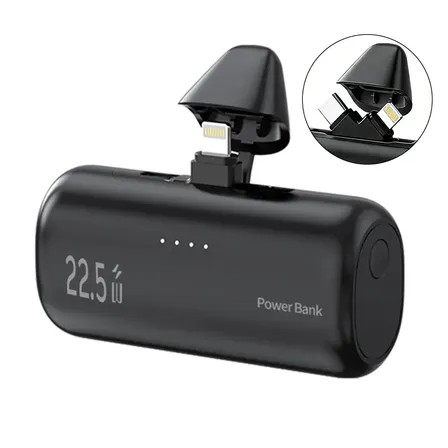 Jiditech Power Bank 5000mah Mini Carregador Portátil Bateria Externa com Carregamento Rápido de 22,5W Compatível com iOS e Android, Tomada Rotativa, Design Compacto e Leve para Viagens e Uso Diário