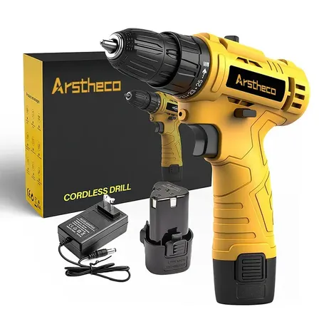 Parafusadeira Furadeira Sem Fio 25n 3/8 12v 10mm Bivolt Bateria Arstheco Amarelo 127/220v