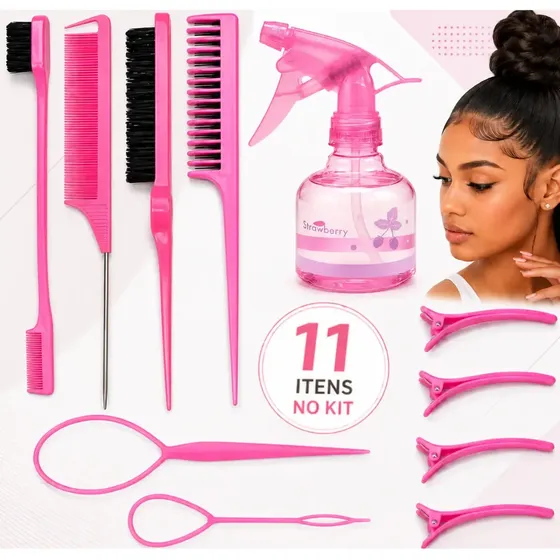 Kit Pente Borrifador Névoa Spray Escovinha Baby Hair Argola Boa Dica
