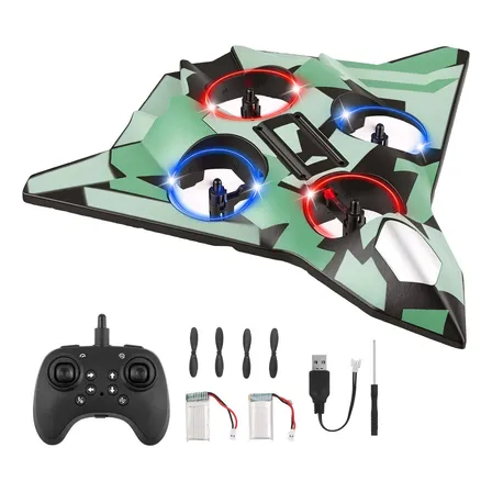 Movebrinca Drone Rc Avião De Caça 2.4ghz, Manobras 360° Com Um Botão, Manutenção De Altitude, Decolagem/pouso Com Um... Camouflage Green