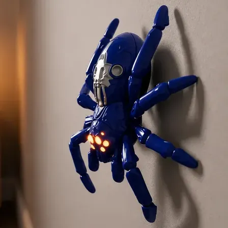 Aranha Robô Controle Remoto Infravermelho Anda Na Parede Teto Luz Led Brinquedo Eletrônico Spider Realista Infantil Presente Menino Menina Halloween Movimento Escalada Diversão Azul gira 360