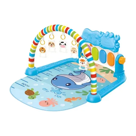 Tapete De Atividades Bebê Piano Musical com 5 Brinquedos Interativos Happy Maxi Baby - Azul