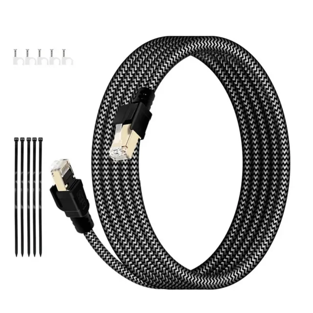 Cabo Cat8 Rede 40gbps 5m Trançado Smart Tv Home Office