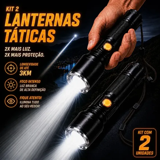 2 Lanternas A Verdadeira Mais Forte Do Mundo 3km De Alcance Lanterna A Mais Potente Recarregável Alta Performance Com Zoom Telescópico Profissional Camping Trilha Emergência Pesca Militar Marca Popsy