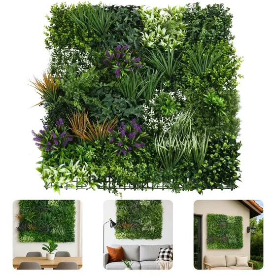 Jardim Vertical Artificial Super Premium 100x100 Mix De Folhagens Luxo 1m2 Parede Verde Artificial Muro Inglês Paisagismo Artificial Jardim Suspenso Artificial Painel De Folhagens Muro Verde 2