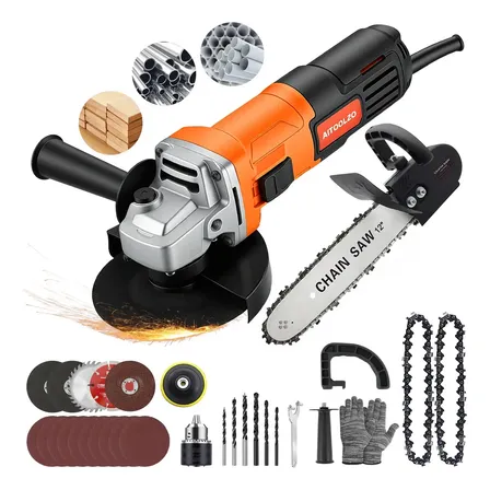 Esmerilhadeira Angular Lixadeira+motosserra 1500w Aitoolzo Laranja 60 220v