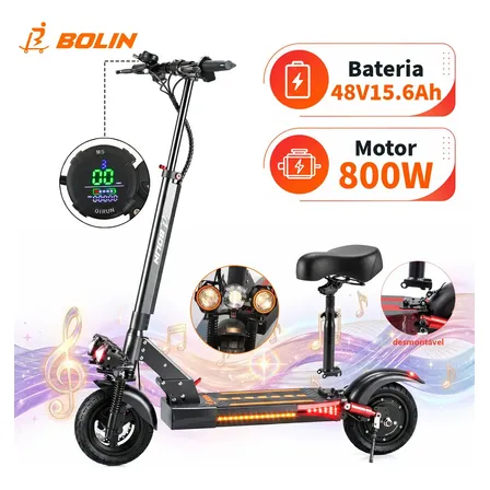 Patinete Elétrico Bolin M4 De 800w Com Autonomia De 36 Km E Velocidade Máxima De 42 Km/h Cor Laranja