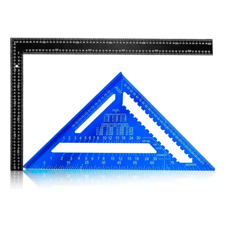 Kit Esquadro 60x40cm Com Esquadro Triangular Profissional Para Marcenaria Carpintaria Medição Marcação Alinhamento... Preto E Azul