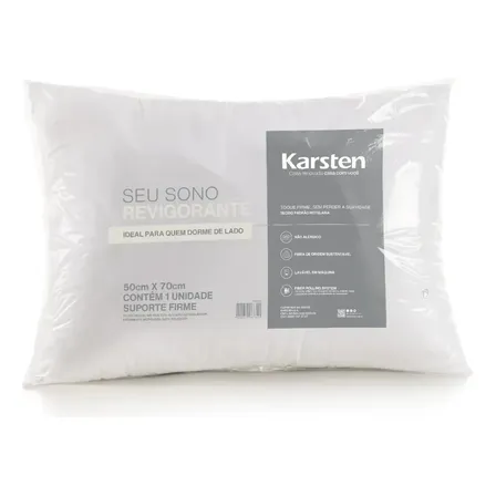 Karsten Kit 2 Peças Travesseiro Seu Sono Revigorante Suporte Firme Percal 180 Fios Branco