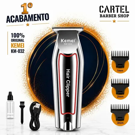 Maquina Acabamento Degrade Pezinho Cortar Cabelo Barba E Pelos Corpo Kemei 032 Cinza 127/220v