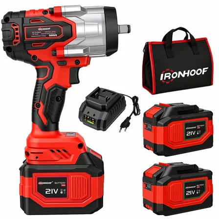 Chave Impacto Bateria 1700nm Parafusadeira Profissional Brushless 6ah 2 Bateria Vermelho 127/220v 50hz/60hz