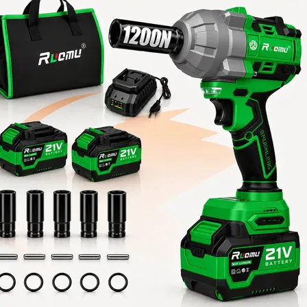Chave De Impacto 1200nm Brushless 21v 1/2 Sem Fio Com 2 Baterias Verde 127/220v 60 Hz