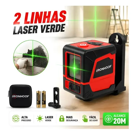 Nível Laser Verde 2 Linhas Profissional Autonivelante 20m