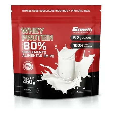 Whey Protein Concentrado 450g Growth Supplements Natural
