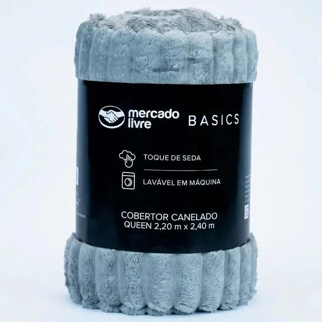 Cobertor De Microfibra Canelado Toque De Seda Cinza Casal Mercado Livre Basics Liso 1.39 Kg