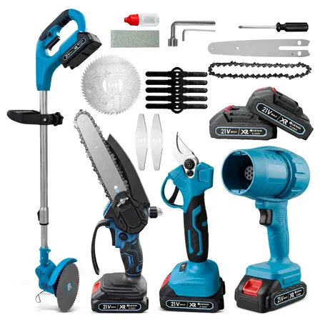 Kit 4 Em 1 Soprador Motosserra Tesoura Roçadeira Jardinagem